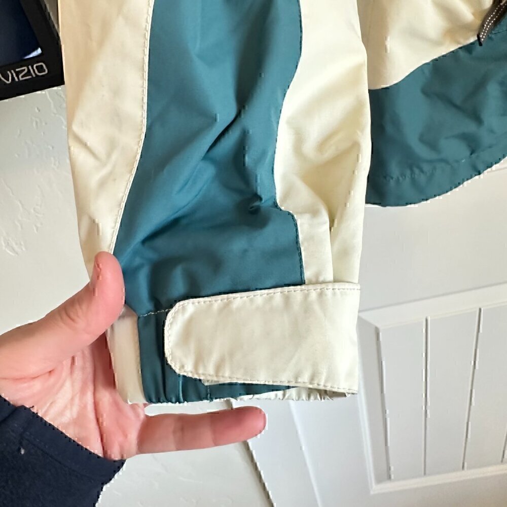 VINTAGE 80s / 90s windbreaker hoodie jacket full zip with pockets women's large - Picture 7 of 13